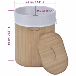 Laundry Hamper Basket Bamboo Washing Clothes Bin Storage 3 Shapes Natural/Brown - light brown - Additional view 6