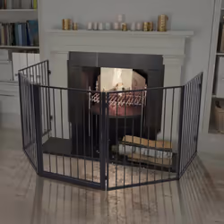 vidaXL Pet Fireplace Fence Steel Black Grill Safety Hearth Gate Guard Screen