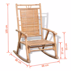 vidaXL Rocking Chair Bamboo Living Room Indoor Outdoor Furniture Relaxing Seat - Additional view 3