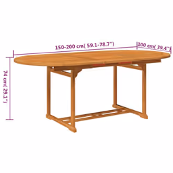 vidaXL 7 Piece Outdoor Dining Set Wood with Extendable Table Folding Chair - Additional view 3