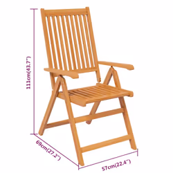 vidaXL 7 Piece Outdoor Dining Set Wood with Extendable Table Folding Chair - Additional view 9