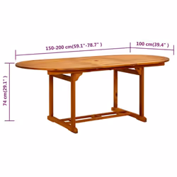 vidaXL Solid Wood Acacia Garden Table Patio Outdoor Dining Table Furniture - Additional view 10
