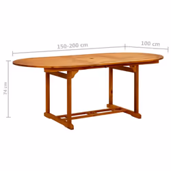 vidaXL Solid Wood Acacia Garden Table Patio Outdoor Dining Table Furniture - Additional view 3