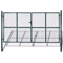 vidaXL Double Door Fence Gate Outdoor Gate Driveway Gate Powder-Coated Steel