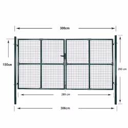 vidaXL Double Door Fence Gate Outdoor Gate Driveway Gate Powder-Coated Steel - Additional view 9