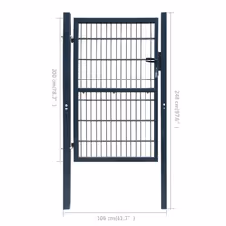 vidaXL Fence Gate Steel 106x248 cm Anthracite Security Barrier Garden Terrace - Additional view 7