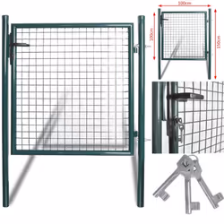 vidaXL Single Door Fence Gate Powder-Coated Steel Outdoor Garden Patio Barrier - Additional view 4