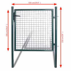 vidaXL Single Door Fence Gate Powder-Coated Steel Outdoor Garden Patio Barrier - Additional view 6