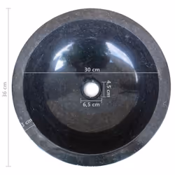vidaXL Basin Marble 40cm Black Bathroom Washroom Sink Washing Bowl Furniture - Additional view 2