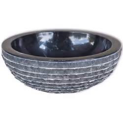 vidaXL Basin Marble 40cm Black Bathroom Washroom Sink Washing Bowl Furniture - Additional view 6