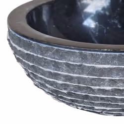 vidaXL Basin Marble 40cm Black Bathroom Washroom Sink Washing Bowl Furniture - Additional view 7