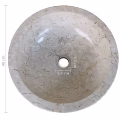 vidaXL Basin Marble 40cm Cream Bathroom Washroom Sink Washing Bowl Furniture - Additional view 6
