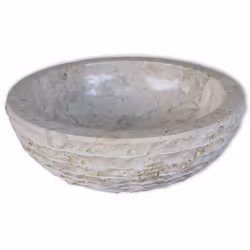 vidaXL Basin Marble 40cm Cream Bathroom Washroom Sink Washing Bowl Furniture - Additional view 7