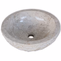 vidaXL Basin Marble 40cm Cream Bathroom Washroom Sink Washing Bowl Furniture - Additional view 9