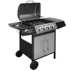 vidaXL Gas Barbecue Grill 4+1 Cooking Zone Black and Silver Outdoor Garden BBQ