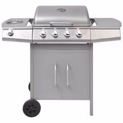 vidaXL Gas Barbecue Grill 4+1 Cooking Zone Silver Outdoor Garden BBQ Portable