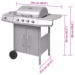 vidaXL Gas Barbecue Grill 4+1 Cooking Zone Silver Outdoor Garden BBQ Portable