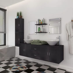 9 Piece Wall-mounted Bathroom Furniture Basin Cabinet Vanity Unit Mirror Shelf