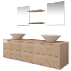 VidaXL Seven Piece Bathroom Furniture and Basin Set Beige