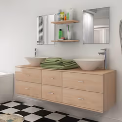 VidaXL Seven Piece Bathroom Furniture and Basin Set Beige