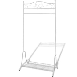 vidaXL Clothing Rack White Steel Rail Garment Stand Dress Coat Hanging Holder