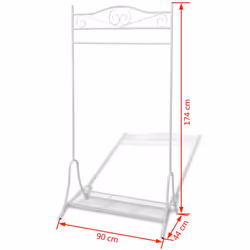 vidaXL Clothing Rack White Steel Rail Garment Stand Dress Coat Hanging Holder - Additional view 4