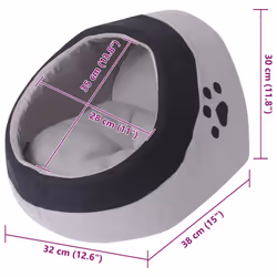 vidaXL Cat Cubby Grey and Black L Pet Kitten Warm House Cozy Bed Cave Shelter - Additional view 2