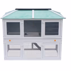 vidaXL Animal Rabbit Cage Double Floor Wood Chicken Mouse Pet Hutch House