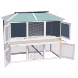 vidaXL Animal Rabbit Cage Double Floor Wood Chicken Mouse Pet Hutch House