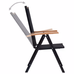 vidaXL 2x Folding Garden Chairs with Armrests Outdoor Chair Aluminium Black - Additional view 5