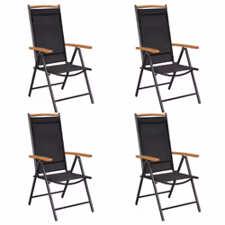 vidaXL 4x Folding Garden Chairs Outdoor Chair Dining Chair Aluminium Black