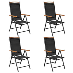 vidaXL 4x Folding Garden Chairs Outdoor Chair Dining Chair Aluminium Black