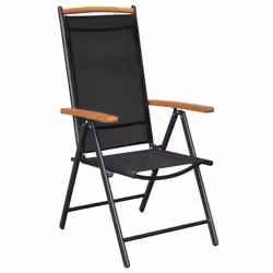 vidaXL 4x Folding Garden Chairs Outdoor Chair Dining Chair Aluminium Black