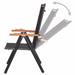 vidaXL 4x Folding Garden Chairs Outdoor Chair Dining Chair Aluminium Black