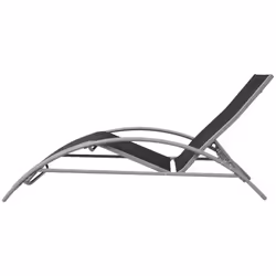 vidaXL Sun Lounger Set 3 pcs with Umbrella Aluminium Black Patio Bench Chairs - Additional view 5