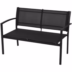 Four Piece Outdoor Patio Garden Furniture Set Coffee Table Chair Bench Black