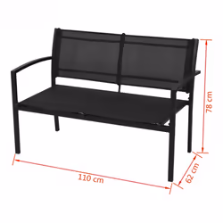 Four Piece Outdoor Patio Garden Furniture Set Coffee Table Chair Bench Black - Additional view 6