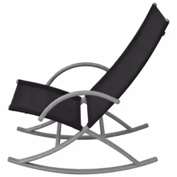 2 pcs Outdoor Garden Patio Rocking Chairs Sun Lounger Portable Black Camping