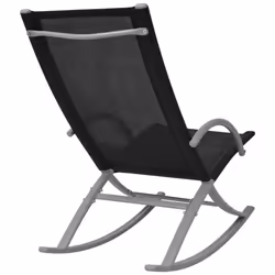2 pcs Outdoor Garden Patio Rocking Chairs Sun Lounger Portable Black Camping
