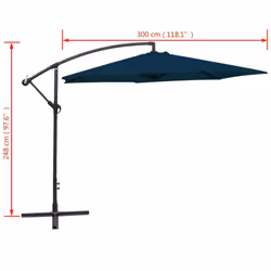 vidaXL Cantilever Garden Parasol Sunshade Outdoor Umbrella Patio Canopy Blue - Additional view 7