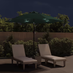 vidaXL LED Cantilever Garden Parasol Sunshade Outdoor Umbrella Canopy Green