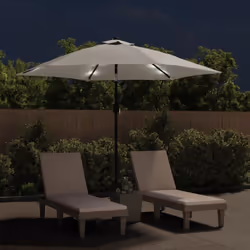 vidaXL LED Cantilever Garden Parasol Sunshade Outdoor Umbrella Sand White