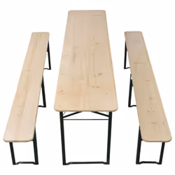 vidaXL Folding Beer Table Wooden Table and Bench Set with 2 Benches Fir Wood