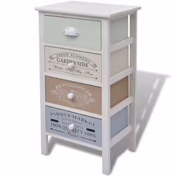 vidaXL French Storage Cabinet 4 Drawers Wood Home Corner Cupboard Hall Chest - Additional view 2