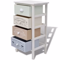 vidaXL French Storage Cabinet 4 Drawers Wood Home Corner Cupboard Hall Chest - Additional view 4