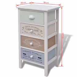 vidaXL French Storage Cabinet 4 Drawers Wood Home Corner Cupboard Hall Chest - Additional view 5