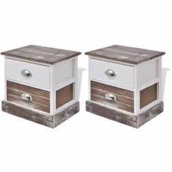 VidaXL Bedside Cabinets 2 pcs Brown and White, Nightstand, Brown, White, 2 drawer(s), Polywood, Wood, 380 mm, 280 mm