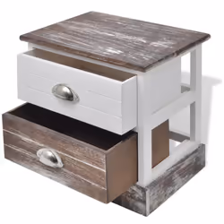 VidaXL Bedside Cabinets 2 pcs Brown and White - Additional view 4