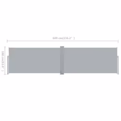 vidaXL Retractable Side Awning 160x600cm Grey Outdoor Windscreen Sunshade - Additional view 9