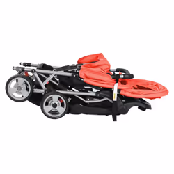 vidaXL Tandem Stroller Steel Child Toddler Baby Pram Pushchair Baby Buggy - red - Additional view 5